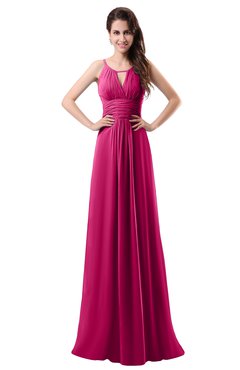 ColsBM Daisy Beetroot Purple Simple Column Scoop Chiffon Ruching Bridesmaid Dresses