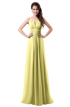 Simple Column Scoop Chiffon Ruching Bridesmaid Dresses