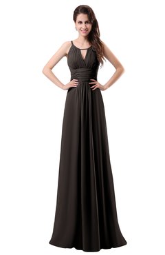 Simple Column Scoop Chiffon Ruching Bridesmaid Dresses