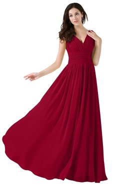 ColsBM Alana Scooter Elegant V-neck Sleeveless Zip up Floor Length Ruching Bridesmaid Dresses