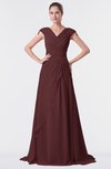 ColsBM Valerie Burgundy Antique A-line V-neck Lace up Chiffon Floor Length Evening Dresses