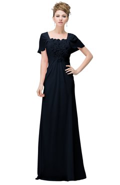 ColsBM Luna Navy Blue Casual A-line Square Short Sleeve Floor Length Plus Size Bridesmaid Dresses