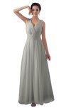 Modern A-line V-neck Zipper Floor Length Plus Size Bridesmaid Dresses