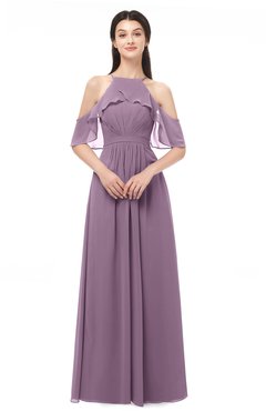 ColsBM Andi Mauve Bridesmaid Dresses Zipper Off The Shoulder Elegant Floor Length Sash A-line