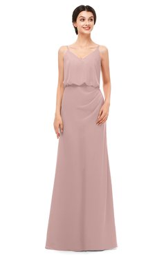 ColsBM Sasha Blush Pink Bridesmaid Dresses Column Simple Floor Length Sleeveless Zip up V-neck