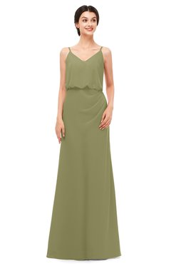 ColsBM Sasha Cedar Bridesmaid Dresses Column Simple Floor Length Sleeveless Zip up V-neck