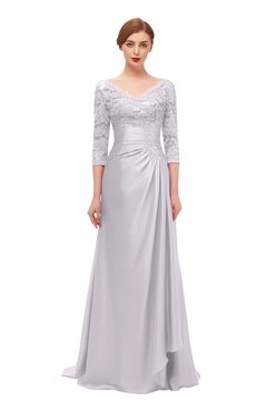 ColsBM Tatum Orchid Tint Bridesmaid Dresses Luxury Zipper Three-fourths Length Sleeve Brush Train Lace V-neck