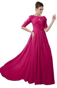 ColsBM Rene Beetroot Purple Bridesmaid Dresses Boat Flower A-line Elastic Elbow Length Sleeve Hawaiian