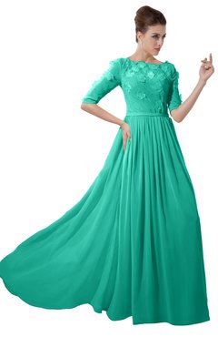 ColsBM Rene Ceramic Bridesmaid Dresses Boat Flower A-line Elastic Elbow Length Sleeve Hawaiian