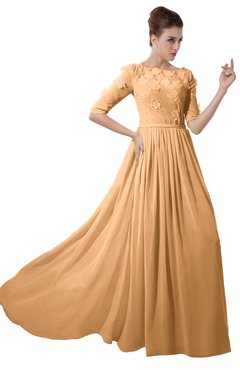 ColsBM Rene Salmon Buff Bridesmaid Dresses Boat Flower A-line Elastic Elbow Length Sleeve Hawaiian