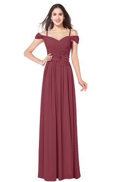 ColsBM Susan Wine Mature Short Sleeve Zipper Floor Length Ribbon Plus Size Bridesmaid Dresses