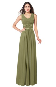 ColsBM Kelly Cedar Glamorous A-line Zip up Chiffon Sash Plus Size Bridesmaid Dresses