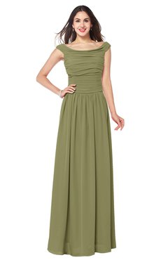ColsBM Tatiana Cedar Antique A-line V-neck Sleeveless Pleated Plus Size Bridesmaid Dresses