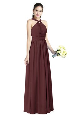 ColsBM Willa Burgundy Simple Halter Criss-cross Straps Chiffon Floor Length Plus Size Bridesmaid Dresses