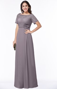 ColsBM Amanda Cameo Traditional Short Sleeve Zip up Chiffon Floor Length Flower Bridesmaid Dresses