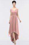 ColsBM Juliana Silver Pink Elegant V-neck Short Sleeve Zip up Appliques Bridesmaid Dresses