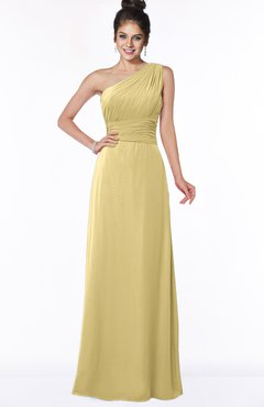 ColsBM Adalyn Gold Mature Sheath Sleeveless Half Backless Chiffon Ruching Bridesmaid Dresses
