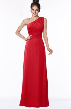ColsBM Adalyn Red Mature Sheath Sleeveless Half Backless Chiffon Ruching Bridesmaid Dresses