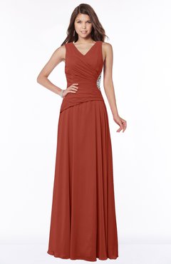 ColsBM Tracy Rust Modest A-line Sleeveless Zip up Chiffon Pick up Bridesmaid Dresses