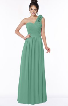 ColsBM Elisa Beryl Green Simple A-line One Shoulder Half Backless Chiffon Flower Bridesmaid Dresses