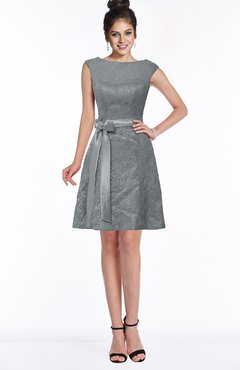 Silver Sconce Modest A-line Sleeveless Zip up Satin Lace Bridesmaid Dresses