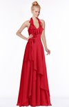 ColsBM Jade Red Glamorous Fit-n-Flare Halter Sleeveless Floor Length Bridesmaid Dresses