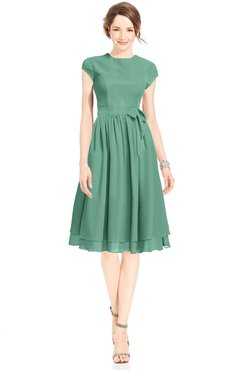 ColsBM Jane Bristol Blue Mature Fit-n-Flare High Neck Zip up Chiffon Bridesmaid Dresses