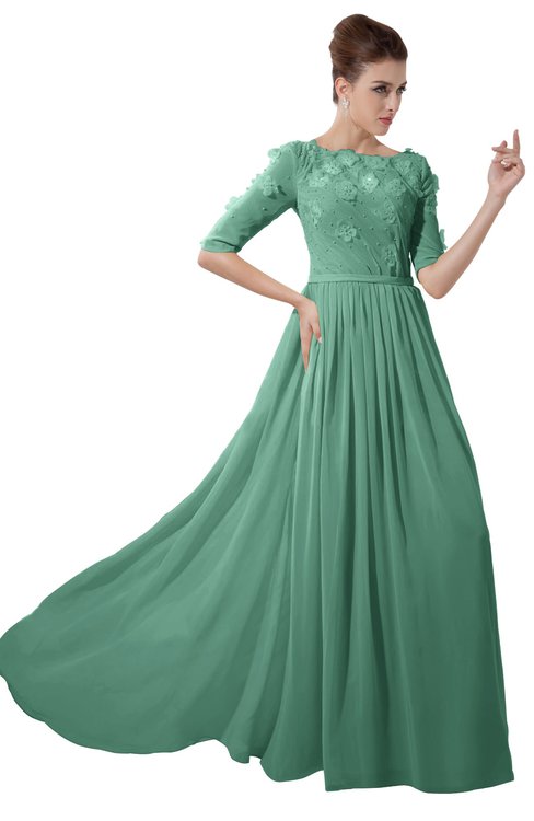 ColsBM Rene Bristol Blue Bridesmaid Dresses Boat Flower A-line Elastic Elbow Length Sleeve Hawaiian